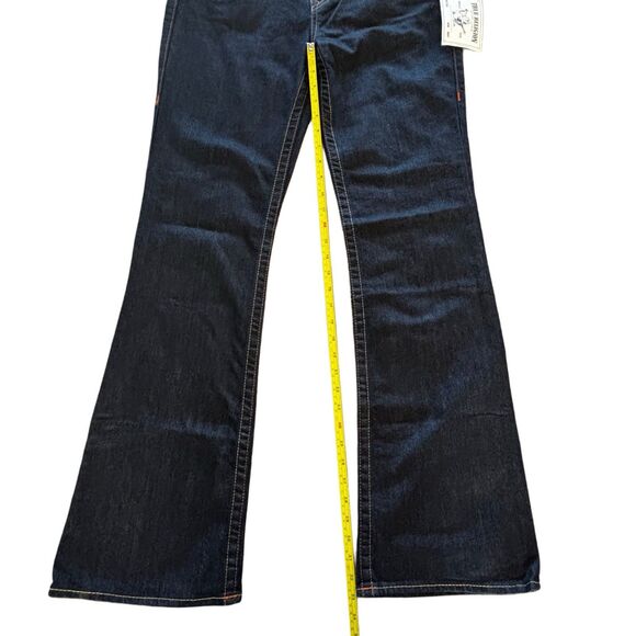 True Religion Boot Cut Mid Rise Dark Wash Denim Jeans Size 32 With Pocket Flaps - Picture 12 of 14